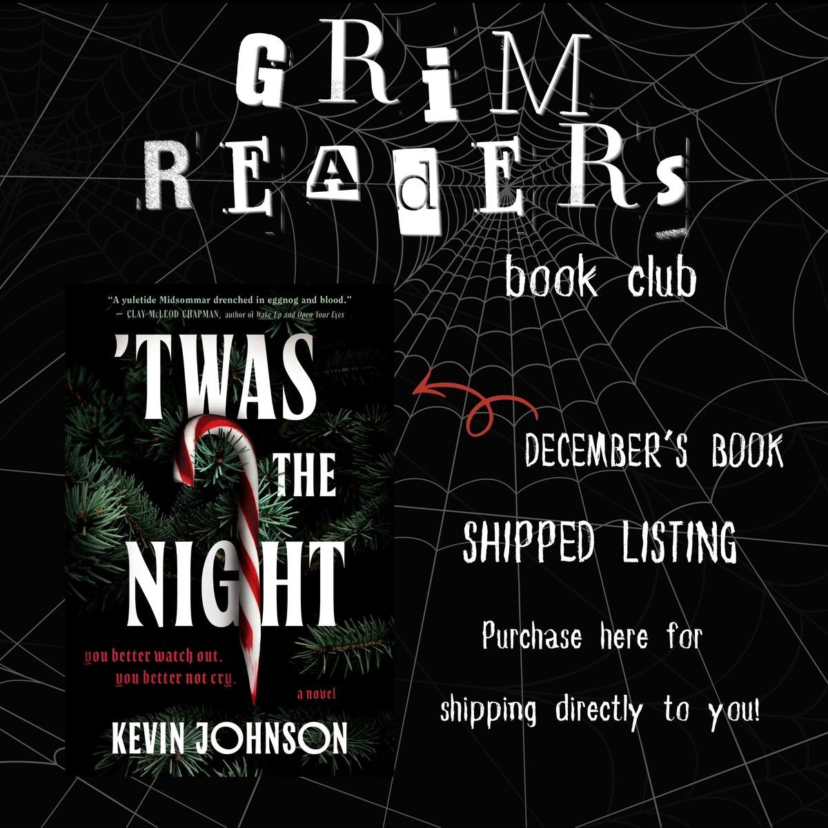 Grim Reader’s Book Club | *SHIPPING OPTION* | December’s Book + Candle | ‘Twas the Night by Kevin Johnson