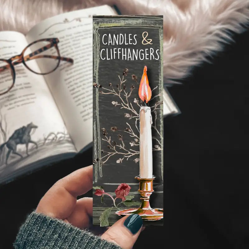 Candles and Cliffhangers Fall Dark Academia Bookmark