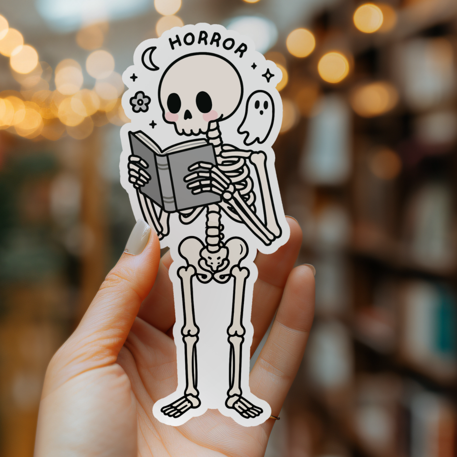 Skeleton Reader Die Cut Bookmark