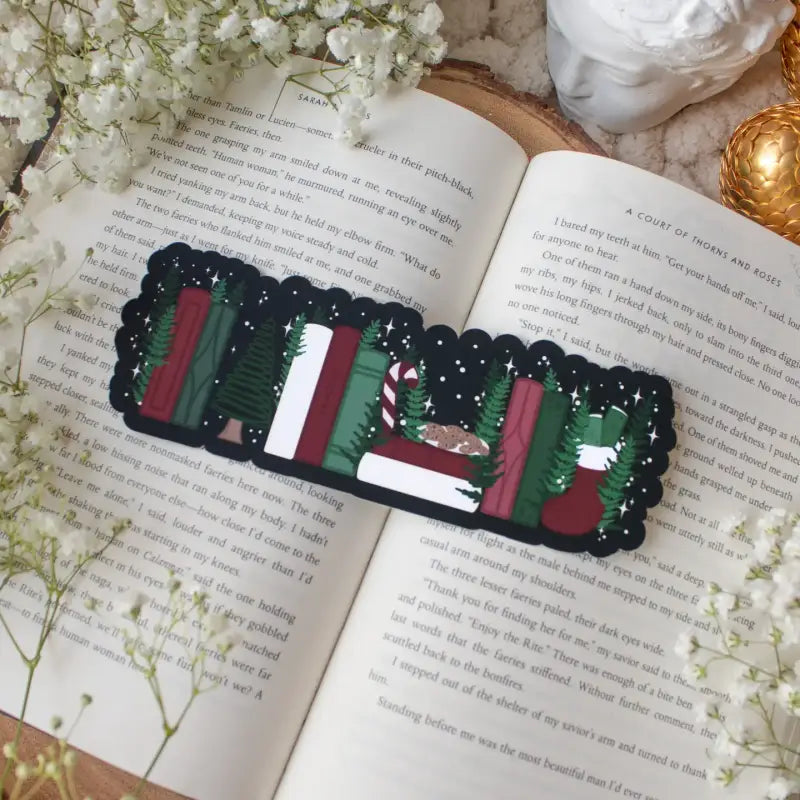 Christmas Bookshelf Die Cut Bookmark | Soft Touch