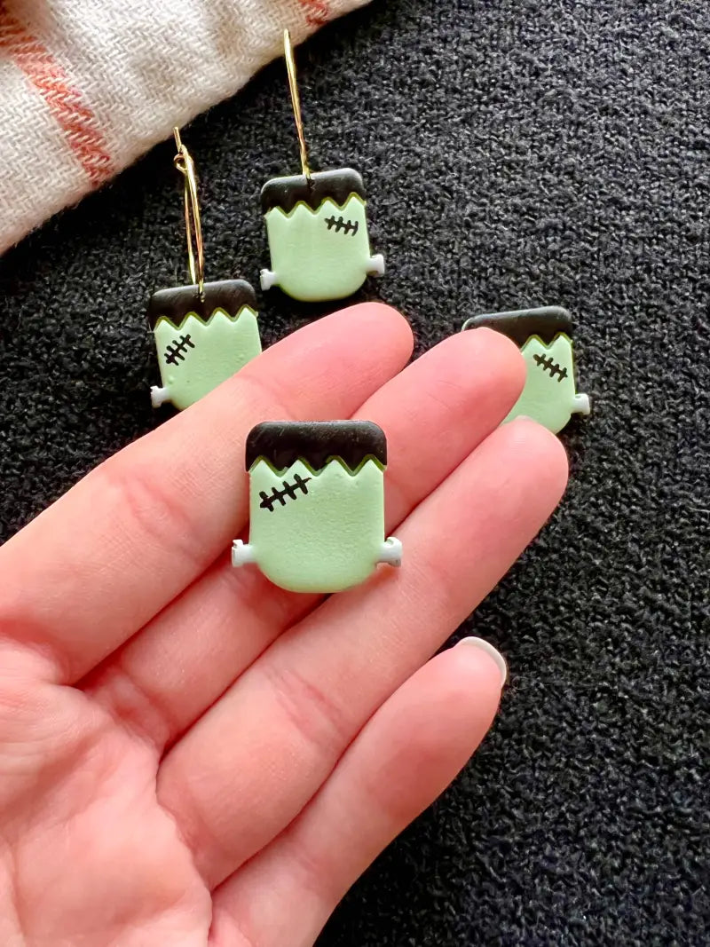 Frankenstein Clay Earrings - hoops