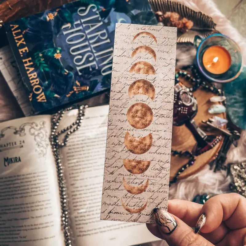 Moon Phases Handmade Bookmark