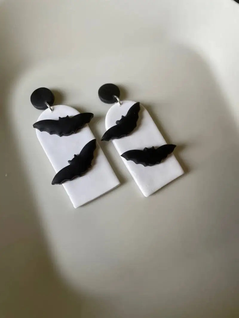 Bat Halloween Clay Earrings - matte stud