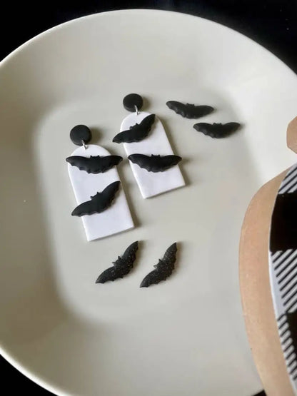 Bat Halloween Clay Earrings - matte stud