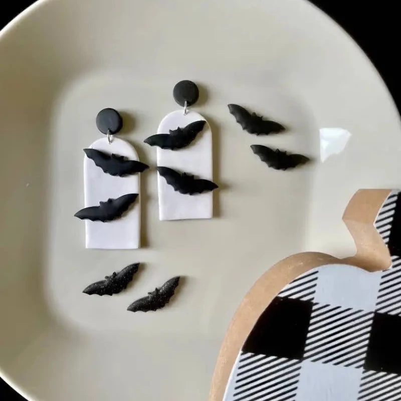 Bat Halloween Clay Earrings - matte stud