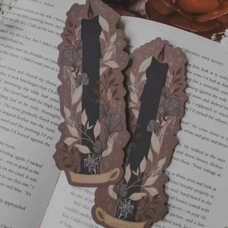 Black Flame Candle Halloween Die-Cut Bookmark
