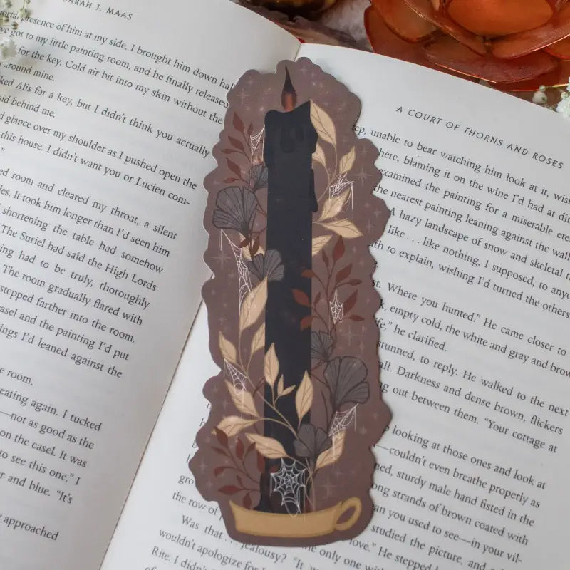 Black Flame Candle Halloween Die-Cut Bookmark