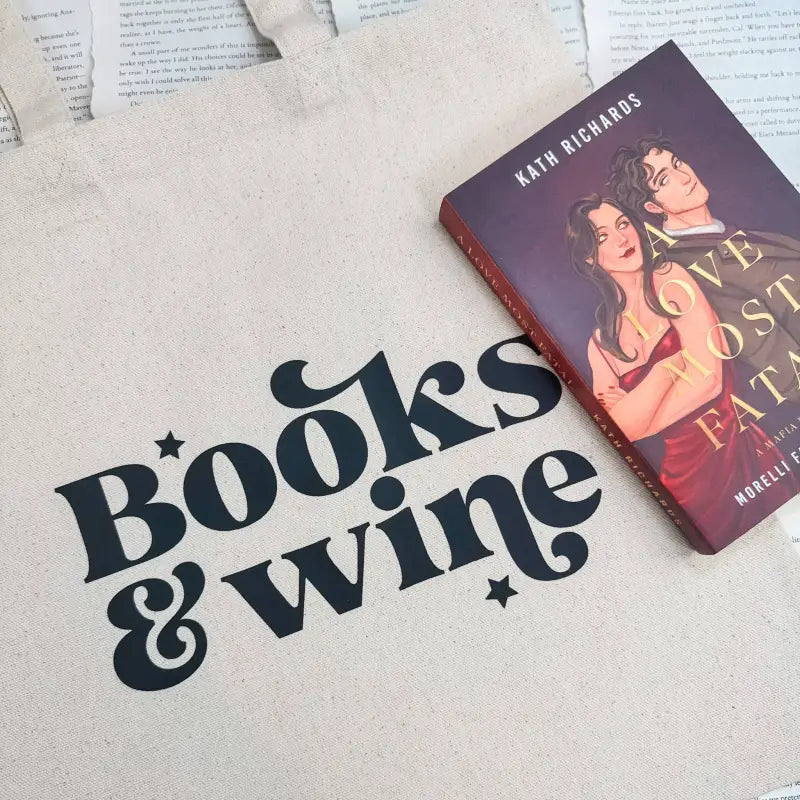 Books &amp; Wine Canvas Tote Bag - Black