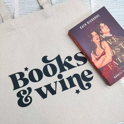 Books &amp; Wine Canvas Tote Bag - Black