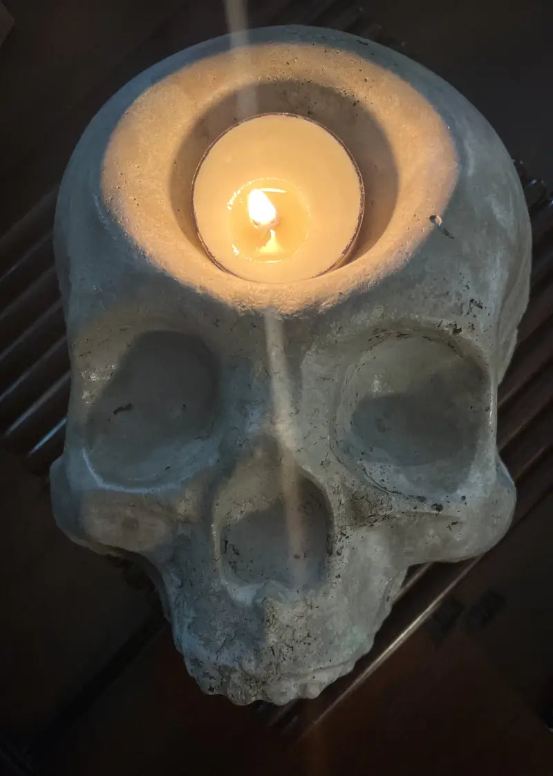 Concrete Skull Tea Light Holder