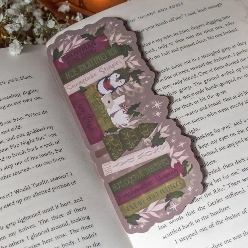 Cozy Christmas Bookshelf Die-Cut Bookmark