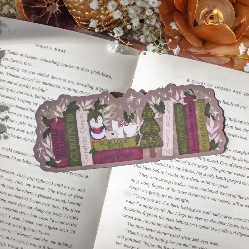 Cozy Christmas Bookshelf Die-Cut Bookmark