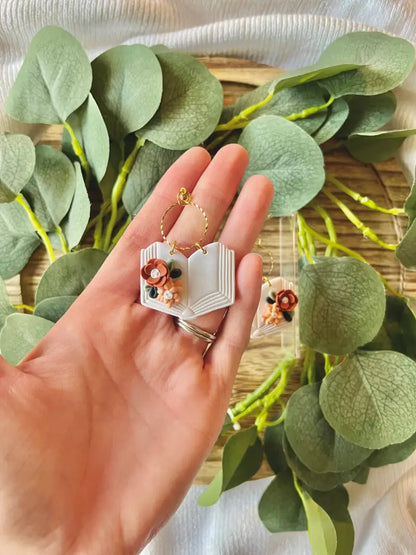 Floral Book Clay Earrings Book Clay Earrings