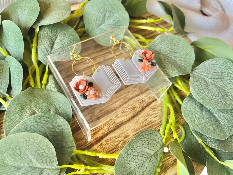 Floral Book Clay Earrings Book Clay Earrings