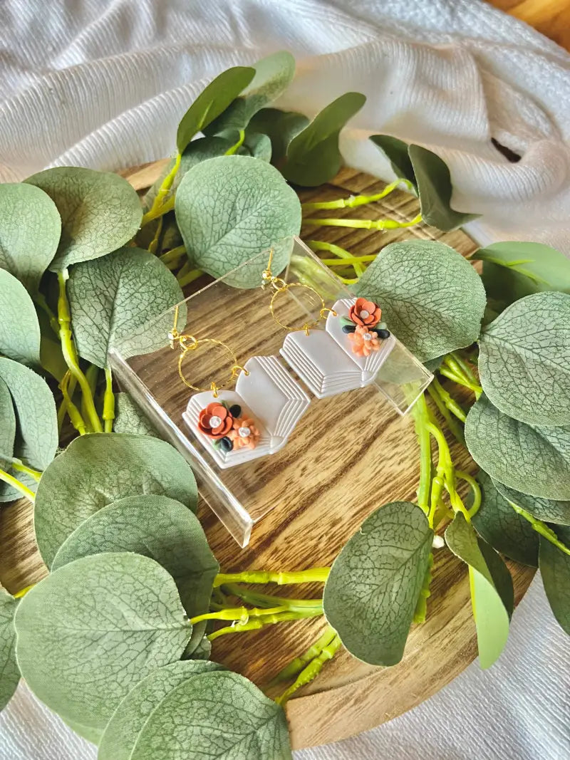 Floral Book Clay Earrings Book Clay Earrings