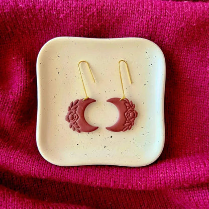 Floral Moon Clay Earrings Fall Moon Clay Earrings