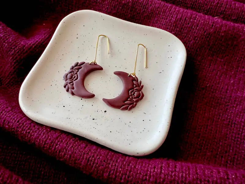 Floral Moon Clay Earrings Fall Moon Clay Earrings
