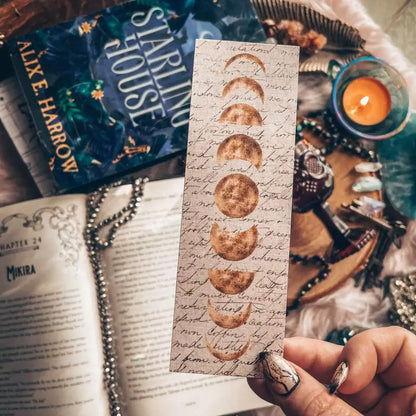 Moon Phases Handmade Bookmark